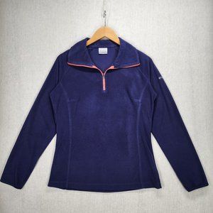 Columbia Womens M Pull Over Quarter Zip Up Fleece Athletic Sweatshirt Purple